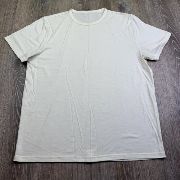 Unbound Mens Off White Crew Neck Lightweight Merino Wool Casual T-Shirt Sz XXL - Picture 2 of 9